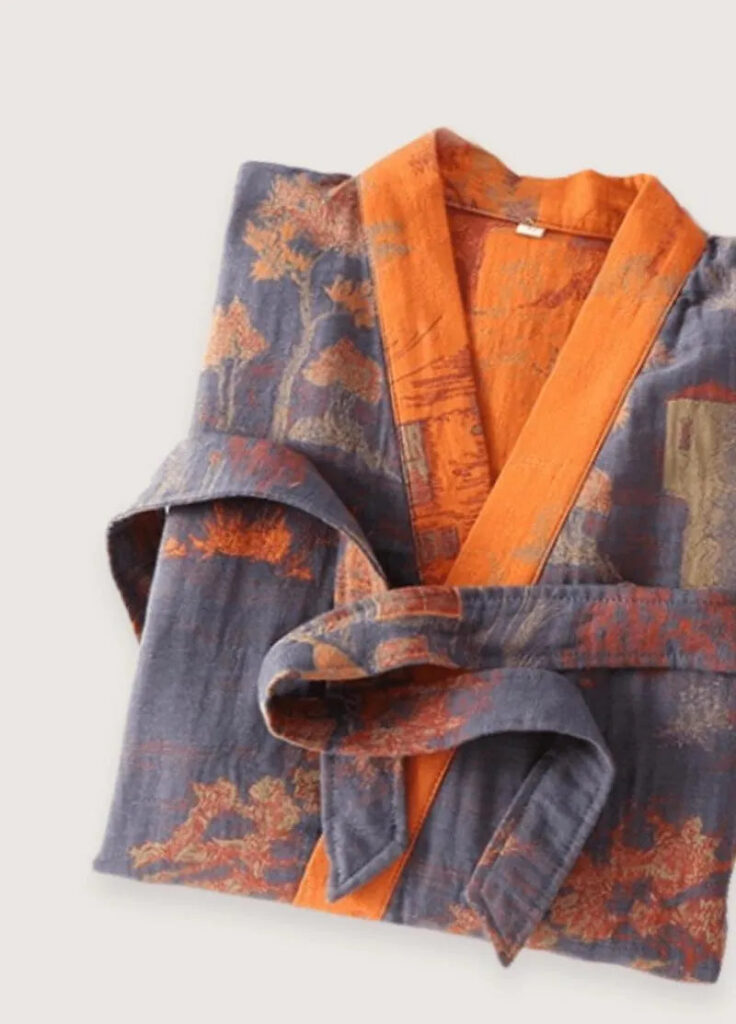 Kimono peignoir orange homme — Yoruki