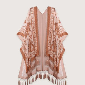 Kimono plage poncho brique rosé — Momoka