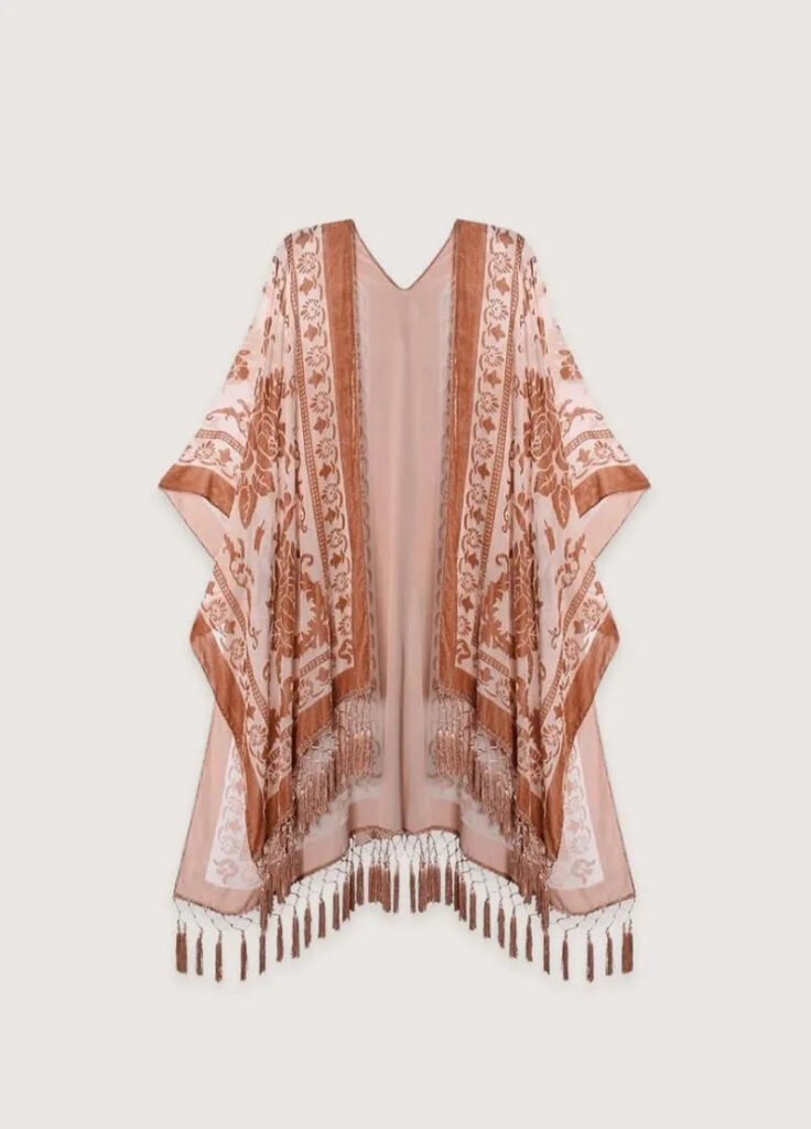 Kimono plage poncho brique rosé — Momoka