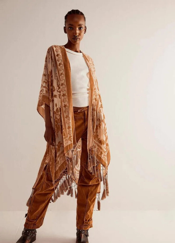 Kimono plage poncho brique rosé — Momoka