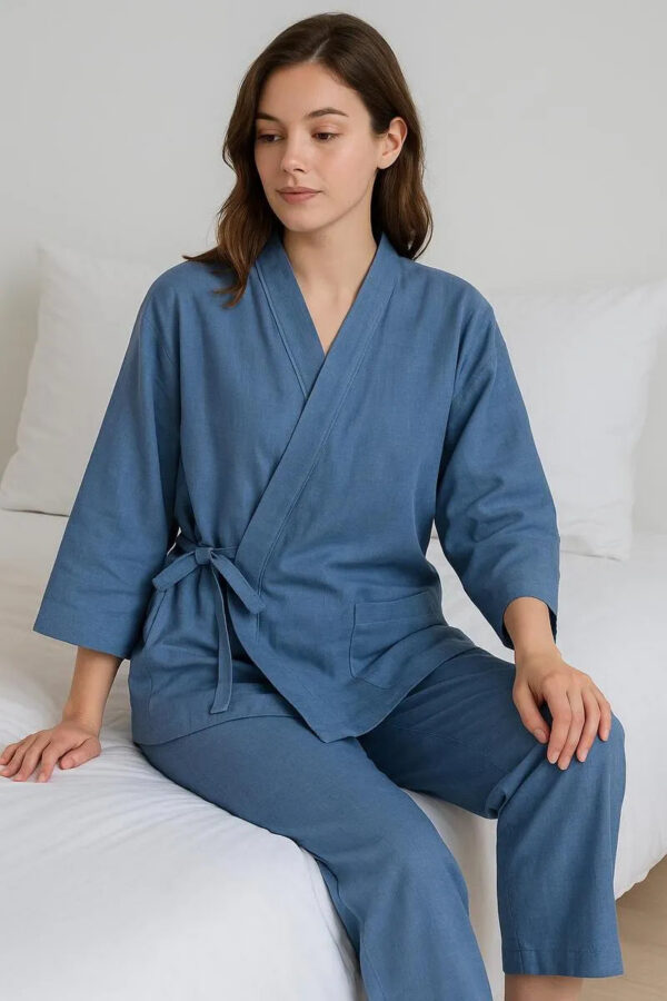 Kimono pyjama bleu femme — Ao