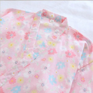 Kimono pyjama femme rose fleurie — Sakura vue 3