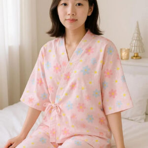 Kimono pyjama femme rose fleurie — Sakura
