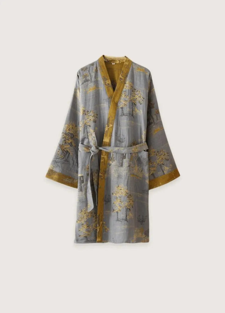 Kimono robe de chambre homme gris — Momiji