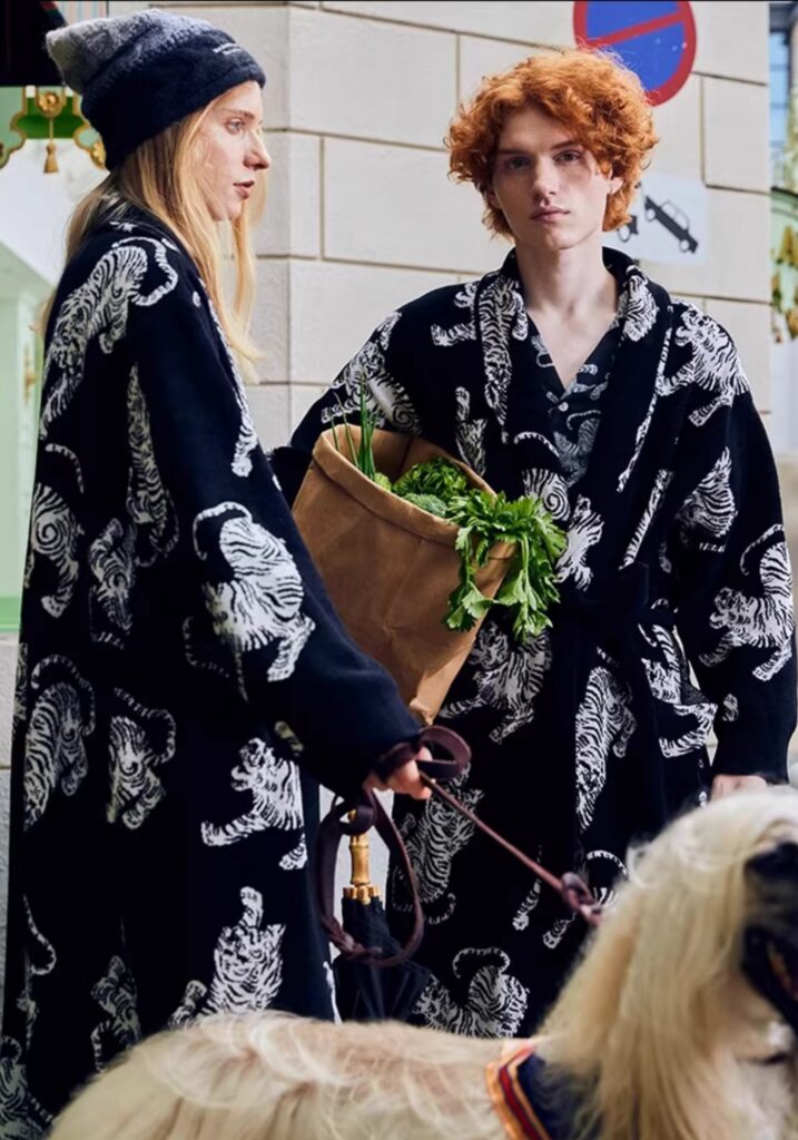 Peignoir kimono coton — Ikebana