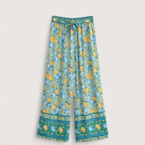 Pantalon kimono bleu fleuri — Mizuiro