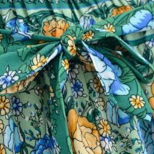 Pantalon kimono bleu fleuri — Mizuiro vue 3