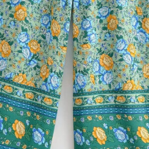 Pantalon kimono bleu fleuri — Mizuiro vue 4