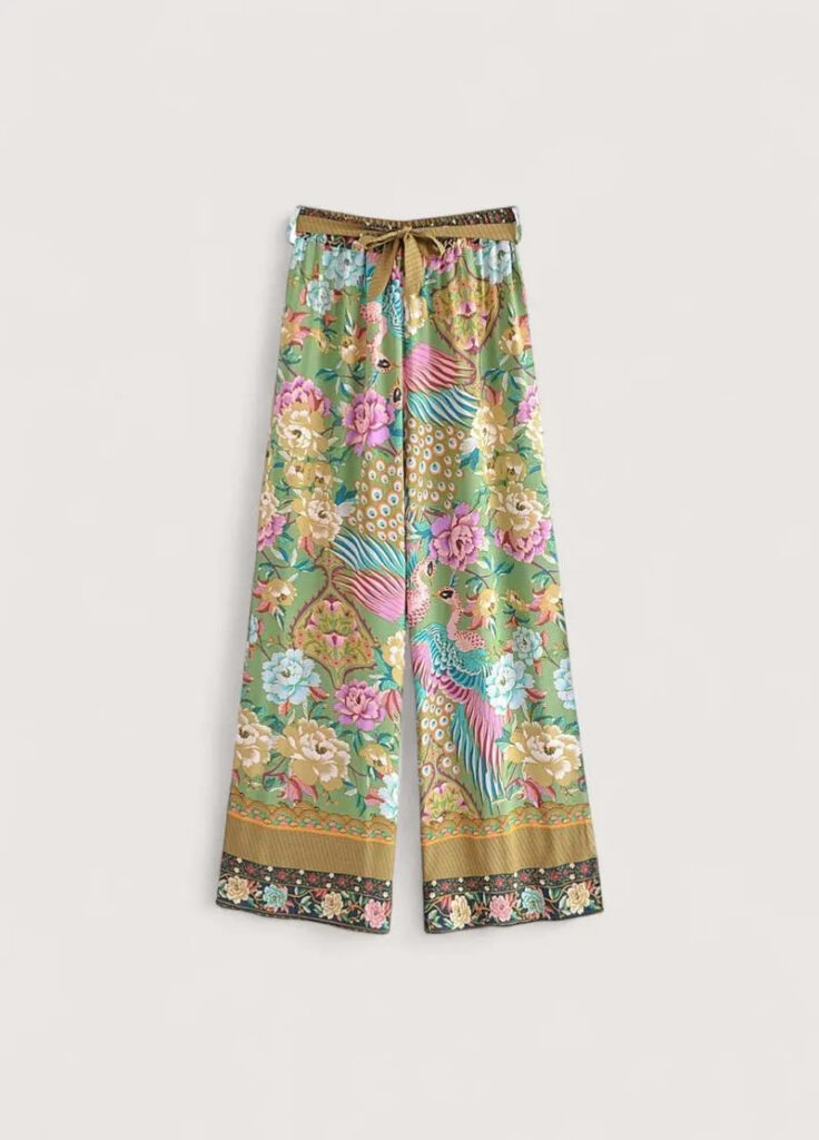 Ensemble kimono court bohème paon — Momiji