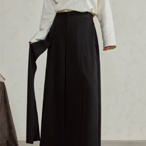 Kimono soie noir long femme — Shiro vue 4