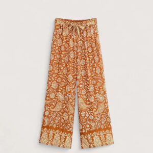 Pantalon kimono orange fleuri — Akane