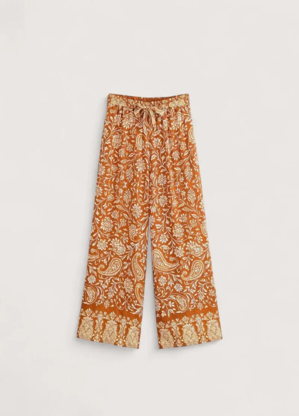 Pantalon kimono orange fleuri — Akane