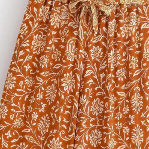 Pantalon kimono orange fleuri — Akane vue 2