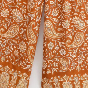 Pantalon kimono orange fleuri — Akane vue 3