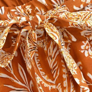Pantalon kimono orange fleuri — Akane vue 4