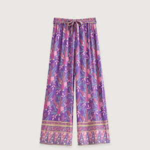 Pantalon kimono violet fleuri — Anzu