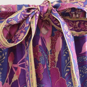 Pantalon kimono violet fleuri — Anzu vue 2