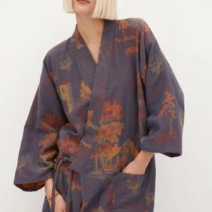 Peignoir kimono bleu femme — Mizuki vue 5