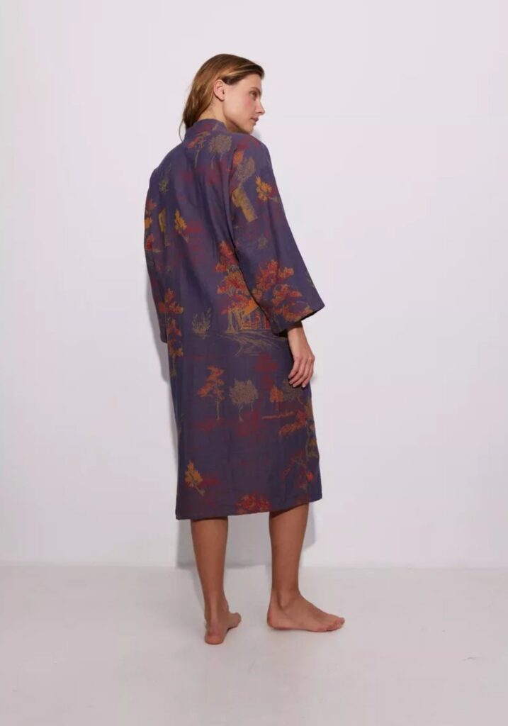 Peignoir kimono bleu femme — Mizuki