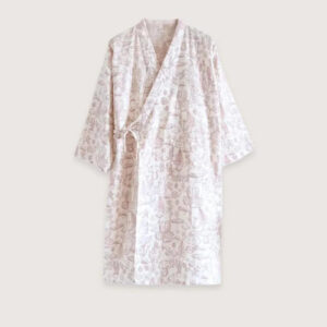 Peignoir kimono court en coton blanc — Yume