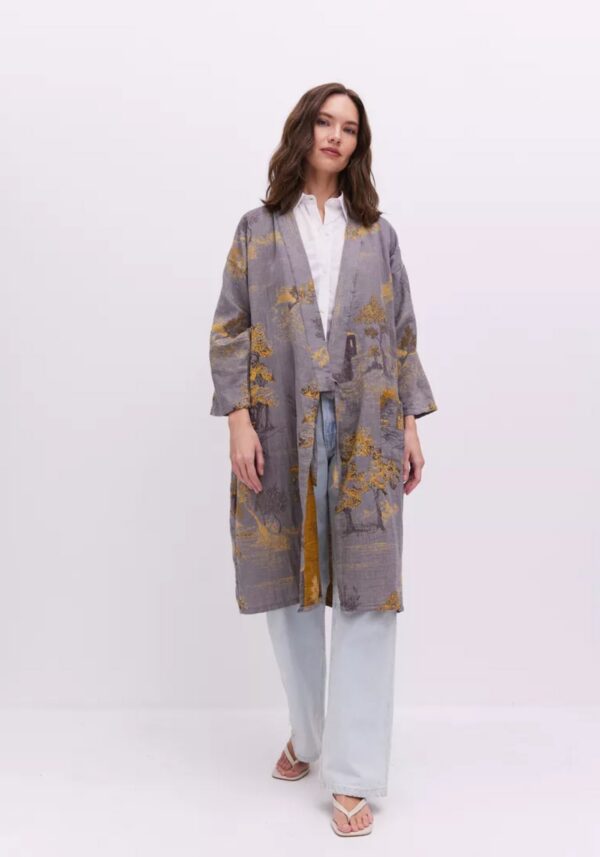 Peignoir kimono gris femme — Refuge
