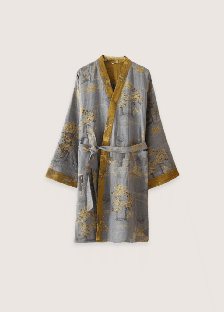 Peignoir kimono gris homme — Momiji