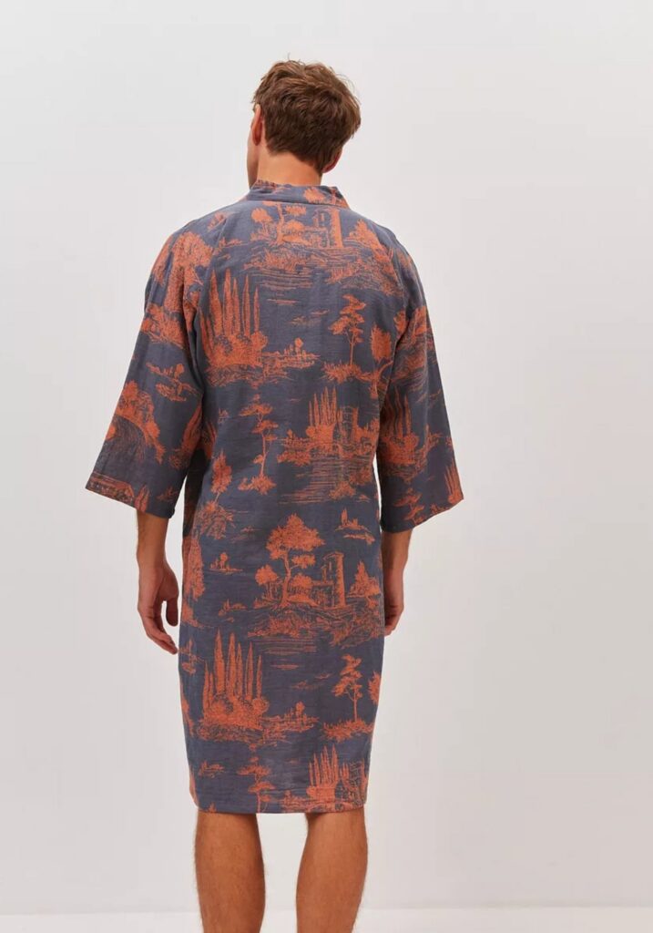Peignoir kimono homme bleu — Edo