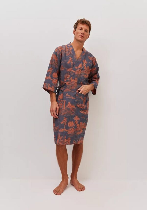 Peignoir kimono homme bleu — Edo