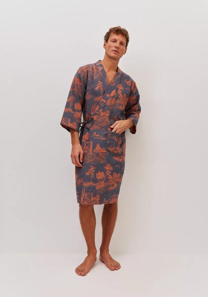 Peignoir kimono homme bleu — Edo