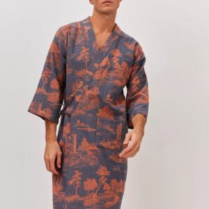 Peignoir kimono homme bleu — Edo vue 4