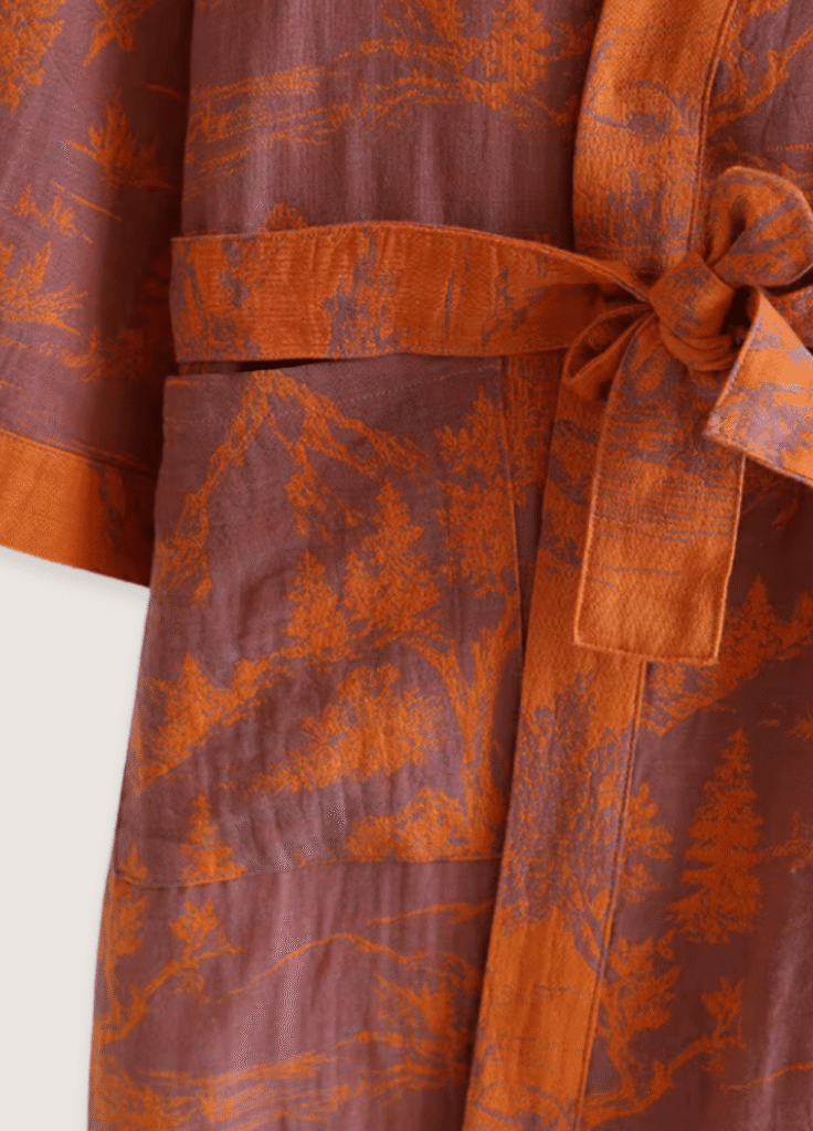 Peignoir kimono orange femme — Ukiyo