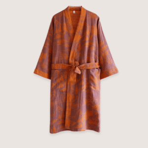 Peignoir kimono orange femme — Ukiyo