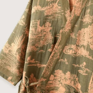 Peignoir kimono pour homme vert — Midori vue 2