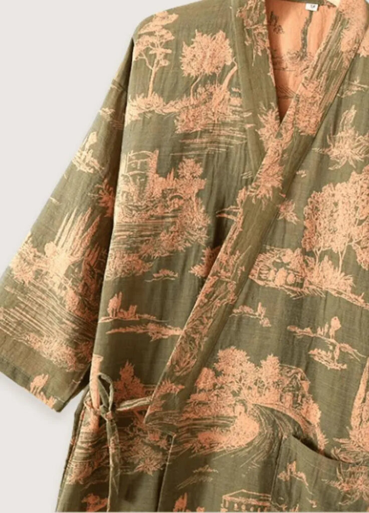 Peignoir kimono pour homme vert — Midori