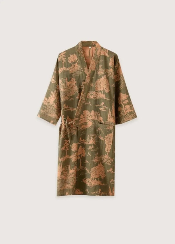 Peignoir kimono pour homme vert — Midori