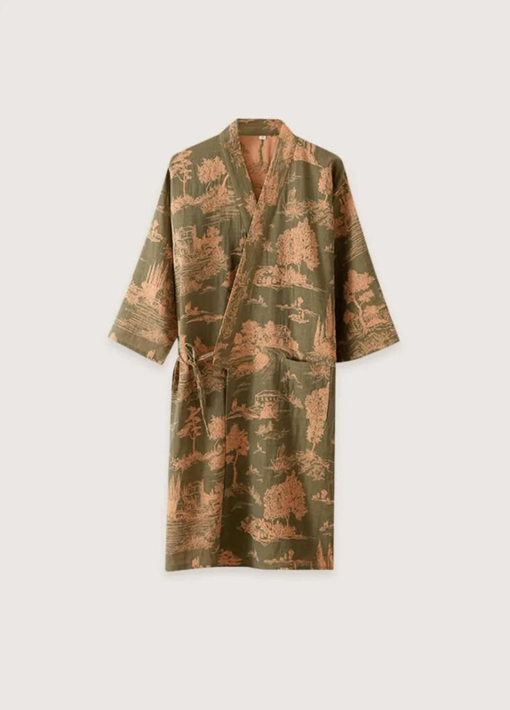 Peignoir kimono pour homme vert — Midori