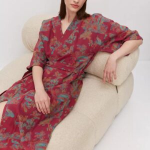 Peignoir kimono rouge femme — Kyoto vue 5