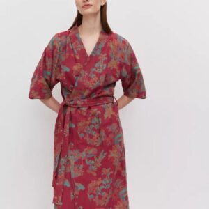 Peignoir kimono rouge femme — Kyoto vue 3