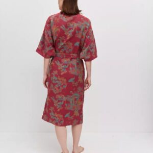 Peignoir kimono rouge femme — Kyoto vue 2