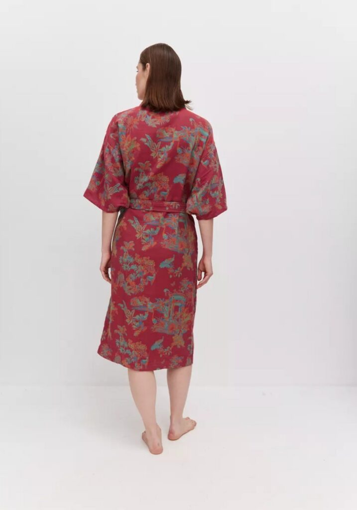 Peignoir kimono rouge femme — Kyoto