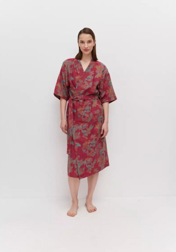 Peignoir kimono rouge femme — Kyoto