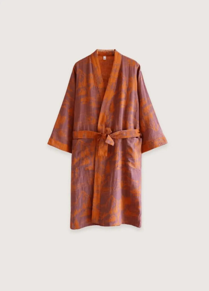 Peignoir kimono rouge pour femme — Akebono