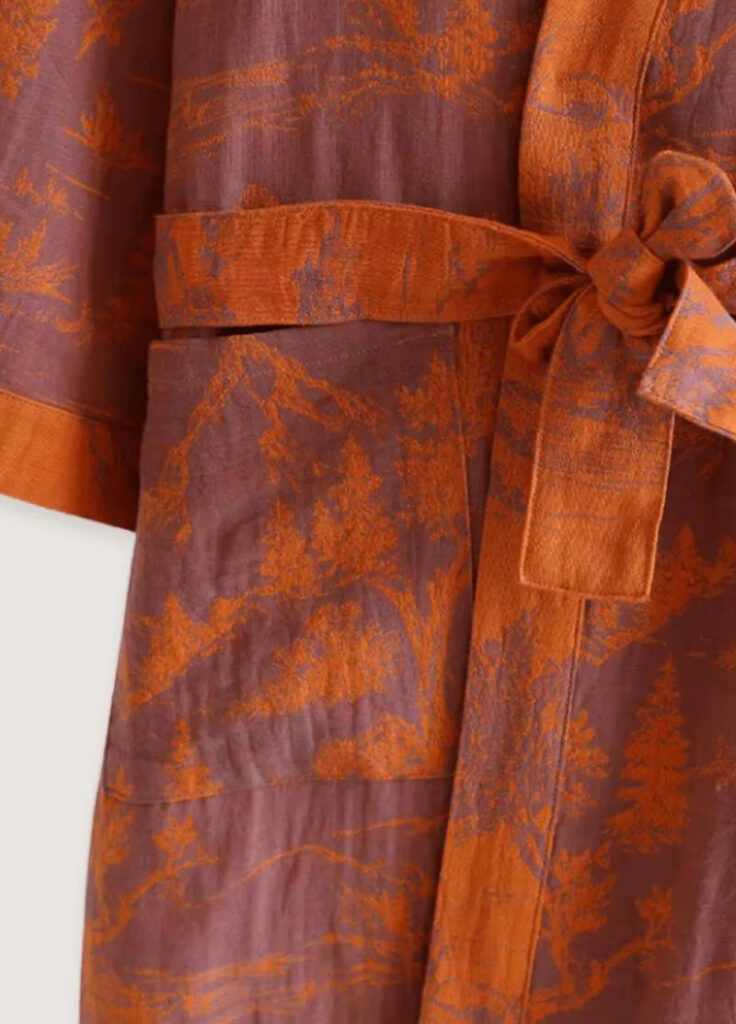 Peignoir kimono rouge pour femme — Akebono