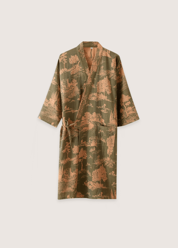 Peignoir kimono vert homme — Ukiyo