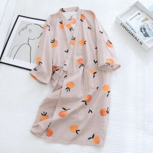 Pyjama japonais kimono orange — Momo vue 3