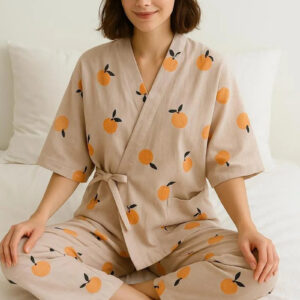 Pyjama japonais kimono orange — Momo