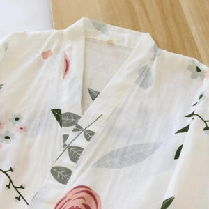 Pyjama kimono blanc floral — Hana vue 3
