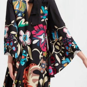 Robe kimono black floral — Kokoro vue 2