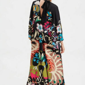 Robe kimono black floral — Kokoro vue 3