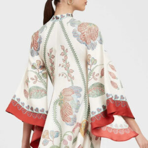 Robe Kimono Longue Fleurie Multicolore Femme — Motifs Floraux Japonais